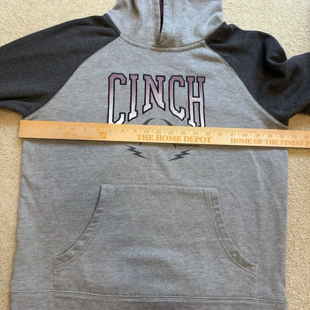 Cinch Sweatshirt Hoodie Youth XXL Grey Pink‎ Rodeo Brand Western Wear Retro